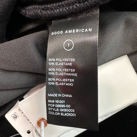 Good American Velour Pants Flare Legs WMNS 1 Black Velvet High Waisted Slimming - Picture 6 of 12